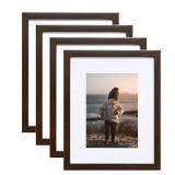 KINLINK 8x10 Picture Frames Brown, Photo Frames with Plexiglass, Composite Wood Picture Frames for Tabletop and Wall Mounting Display, Set of 4