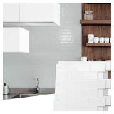 Art3d 10 Sheet Peel and Stick Backsplash Tile for Kitchen, Textured Self Adhesive Subway Wall Tile for Kitchen Bathroom Laundry Room, Enhanced Backing Adhesion & Thicker Design   12x12 White