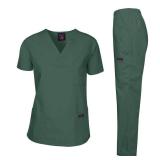 Dagacci Medical Uniform Womens and Mens Scrub Set Unisex Medical Scrub Shirt Top and Pant, Hunter Green, Medium, Short Sleeve