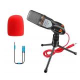 Computer Microphone,Condenser Microphone,3.5MM Plug and Play Omnidirectional Mic with Desktop Stand for Gaming,YouTube Video,Recording Podcast,Studio,for PC,Laptop,Tablet,Phone