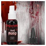 Halloween Fake Blood Spray, Blood Splatter Fake Blood Washable Eye Blood Drops Body Paint,Fake Blood for Clothes and Zombie Monster Vampire Clown Costume Cosplay Makeup