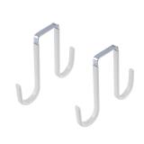 Meprotal Double Sided Over The Door Hooks, 2 Pack Towel Coat Hooks Door Hanger Hook for Hanging Clothes Towel Hats Bags Wreath   White