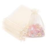 Akstore 50Pcs 4x6(10x15cm) Sheer Drawstring Organza Jewelry Pouches Wedding Party Christmas Favor Gift Bags (Ivory, 4X6)