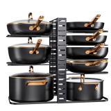 MUDEELA Pots and Pans Organizer Rack under Cabinet, 8 Tier Kitchen Cabinet Organizers and Storage, Light Duty Adjustable Pot Racks, Pan Organizers inside Cabinet with 3 DIY Methods