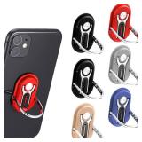 6 Pieces 3 in 1 Multipurpose Mobile Phone Bracket Holder 360 Degree Rotation Cell Phone Ring Stand for Car Home, 5 Colors