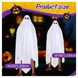 Xtinmee Halloween Ghost Costume Full Cover White Sheets and Black Costume Glasses for Adult Cosplay Party Supplies(1 Set,62.99 x 90.55 Inches)