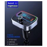 Bluetooth FM Transmitter for Car Wireless Radio Adapter Kit, Hands Free Calling Dual Microphone, Fast Charging 18W & PD 20W for All Smartphones Audio Players, Supports TF/SD Card and USB Disk