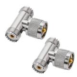 Anina Coaxial Connector UHF Male to Dual UHF Female 3 Way Splitter Coax Adapter PL259 SO239 RF Coaxial Cable T Shape Adapters UHF T Connector for Ham Radio CB Antenna 2 Pack