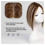 HAIRCUBE Remy Human Hair Toppers for Women, 100% 3.5in*4in Hand Tied Hair Toppers with Swiss Lace Base 12in   P4/27/4