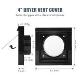 NOORNY 4 Dryer Vent Cover Outdoor Dryer Wall Vent for Outside Airflow Exterior Wall Vent Kit with Screen & 4 Screws Black