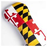 Pins & Aces Maryland Tribute Premium Golf Club Head Cover   Premium, Hand Made Leather Headcover   MD Flag Styled, Tour Quality Golf Club Cover   Style & Customize Your Golf Bag (Driver)