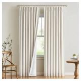 Vision Home Natural Pinch Pleated Full Blackout Curtains Linen Blended Room Darkening Window Curtains 90 inch for Living Room Bedroom Thermal Insulated Pinch Pleat Drapes with Hooks 2 Panel 40Wx90L