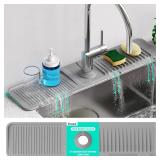 Snoquir Grey 17.7inch*5.5inch Kitchen Sink Splash Guard [5°Slope Fast Draining]