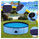 Mity rain Duck Pool, Collapsible Bath Tub for Duck Cooling, High Density Board Pool for Ducks Dogs Cats Kids Swimming 31.5in * 7.8in