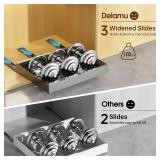 Delamu Pull Out Cabinet Organizer, Upgraded Slide Out Drawers, Heavy Duty Metal Cabinet Shelves For Bathroom, Kitchen, Cabinet, Pantry, Under Sink Storage, Expandable 11.8 19.7 (Black)