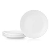 Corelle Vitrelle 8 Piece Dinner Plates Set, Triple Layer Glass and Chip Resistant, Lightweight Round Plates, Winter Frost White