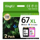 67XL Ink Cartridge Black/Color Combo Pack Replacement for HP 67XL 67 XXL DeskJet 2700 2700e 2755 2755e 2752 4155e 2855e 4100 4100e 4155 4255e Envy 6000 6055 6400 6455e 6458 1255 Printer High Yield