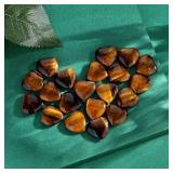 QINJIEJIE 20 PCS Natural Heart Healing Crystals Tigers Eye Polished Crystal Stones Mini Cute Pocket Palm Love Gemstones Set Bulk Wholesale Reiki Energy Balancing Valentine