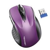 TECKNET Wireless Mouse for Laptop, Silent Mouse Quiet Click, Computer Mouse Wireless, 6 Adjustable 4000 DPI Computer Mice   Purple