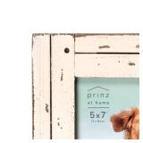 Prinz Homestead 5x7 Antique White Picture Frame, Distressed Wood Photo Frames, Two Way Easel, Tabletop or Wall Mounted