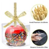 MGWOTH Candy Apple Boxes with Bling Stick Hole Set,20 Pack Caramel Apple Wrapping Kit with Clear Containers & Rhinestone Bamboo Skewers & Glitter Ribbons,Top for Cake Pop Chocolate Treat Christmas