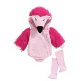 Merqwadd Baby Halloween Flamingo Costume Cute Animal Bird Costumes for Boy Girl (6 12 Months,Furry Flamingo Hooded Romper with Stocking)