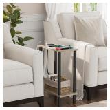 TUTOTAK Small End Table with Charging Station, Narrow Side Table with USB Ports and Outlets, Skinny Sofa Table, Slim Nightstand, Couch Table, Living Room, Bed Room, Greige TB01BG060