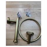 TURS Towel Ring Toilet Paper Holder Brushed Gold Bathroom Hardware Set 2 Pieces Wall Mount Stainless Steel