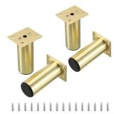 Sumnacon 4PCS Aluminium Alloy Furniture Legs - Round Adjustable Sofa Legs Furniture Cabinet Legs, 4 Inch Funiture Feet for Cabinet Desk Table Chair Sofa Bed, Gold