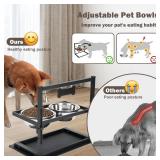 Elevated Dog Bowls with Slow Feeder, Raised Dog Bowl for Large Dogs Adjustable Height with 2 Stainless Steel Dog Food Bowls Spill Proof Mat, Dog Bowls for Large Medium Dogs.(Grey)