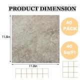 AKOLAFE 40 Sheet Vinyl Flooring 12x12 Peel and Stick Floor Tile Waterproof Clearance Vinyl Floor Tiles Granite Grey Self Adhesive Floor Tiles Sticky Laminate Flooring for Bathroom Kitchen Basement RV