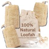 All Natural Loofah Sponge, Pack of 3 Real Egyptian Bath & Shower Exfoliating Loofa Scrubber Sponges for Face, Back & Body, Eco Friendly, No Toxic Chemicals, 6" x 6" by Crafts of Egypt