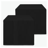 HolidayIdeas 2 Pack Square Fitted Table Covers - 38 x 38 Inch - Black Fabric Table Clothes Washable Tablecloth Protectors for Folding Table, Parties, Holiday Dinner, Trade Show, Vendor Stand