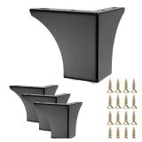 BSTKEY 4Pcs 10CM/4 Inch Modern Metal Furniture Sofa Cabinet Legs with Mounting Screws - DIY Replacement Legs Set for Furniture Cabinet Foot Legs Sofa Bed Desk Table Feet Support, Black