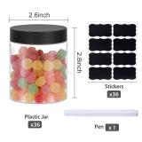 36PCS 8OZ Plastic Jars with Screw On Lids, Pen and Labels Refillable Empty Round Slime Cosmetics Containers for Storing Dry Food, Makeup, Slime, Honey Jam, Cream, Butter, Lotion (Black)