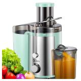 Juicer Machine, 800W Centrifugal Juicer Extractor with Wide Mouth 3â Feed Chute for Fruit Vegetable, Easy to Clean, Stainless Steel, BPA-free (Aqua)