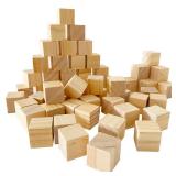 MUXGOA Unfinished Wooden Cubes,Pack of 50 Wood Blocks for Crafting,1 Inch Wood Square Blocks for Crafts Making & DIY Projects & Decor