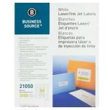 Business Source Bright White Premium-Quality Address Labels Permanent Adhesive - 1 x 2.63 Length - Rectangle - White 3000 / Pack