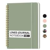 Lined Spiral Journal Notebook for Women & Men, 140 Pages, College Ruled Hardcover Notebook for Work & Note Taking, Journals for Writing, A5(6"x8") - Green