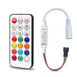 RGBZONE DC5V/12V/24V RF Wireless Remote LED Controller, Addressable Mini LED Controller for WS2812B WS2812 WS2811 Dream Color LED Pixel Strip Panel Lights (21 Key)