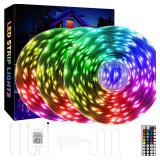 QZYL 75ft LED Lights for Bedroom, RGB LED Strip Lights for Living Room, Party Decor with Dimmable Lighting, Bright Adjustable Colors, and 8 Lighting Modes, Adhesive Backing