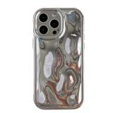 Caseative for iPhone 14 Pro Max Case, Water Ripple Wave Meteorite Bubble Pattern Chrome Plating Soft Compatible with iPhone Case (Silver,iPhone 14 Pro Max)