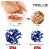 PUZINE Pack of 2 Cheerleading Metallic Foil & Plastic Ring Pom Poms Cheerleading Poms (Blue and Silver)