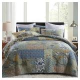 Secgo King Size Comforter Set- 100% Cotton Quilt King Size Set, Green, Sage bedspreads (96 * 108 Inch) with 2 Pillow Shams, Patchwork Reversible Lightweight Bedding - Retail: $86.9