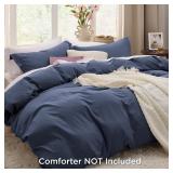 Bedsure Navy Duvet Cover Full Size - Soft Prewashed Full Duvet Cover Set, 3 Pieces, 1 Duvet Cover 80x90 Inches with Zipper Closure and 2 Pillow Shams, Comforter Not Included