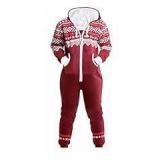 Medium Size, Unisex Adult Onesie, Aztec Burgundy, One-Piece Non Footed Pajama Jumpsuit, Long Sleeve w/ Hood, for Men & Women by Skylinewears