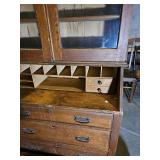 78x38x19, Vintage drop front secretary with hutch, drop front of the desk is missing