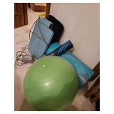 Exercise package, exercise ball, two mats, massage cushions