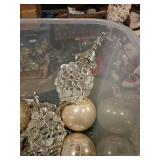 Tote of silver and clear ornaments