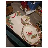 Christmas tray, pie plate with server, Bowl